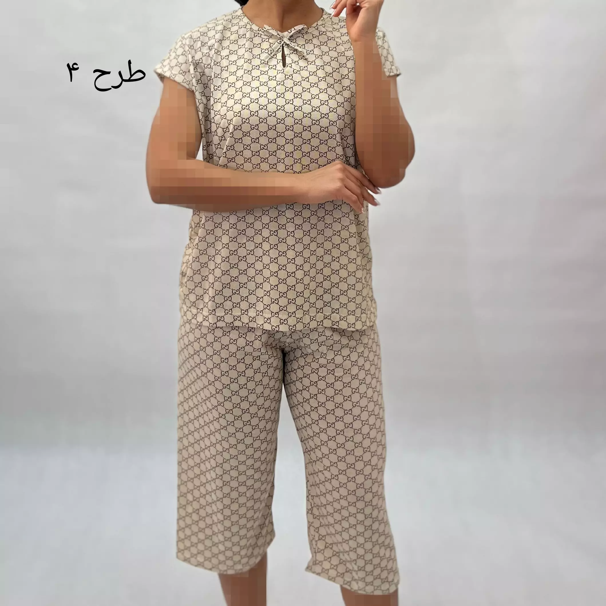 ست تیشرت و شلوارک میکس یقه گره 0011574033